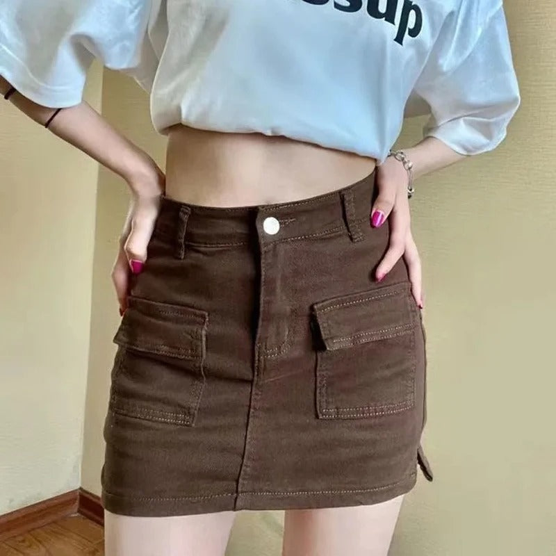 Denim Summer Skirt with Built-In Shorts.