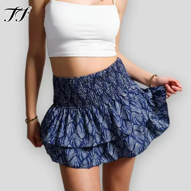 Boho Ruffle Mini Skirt