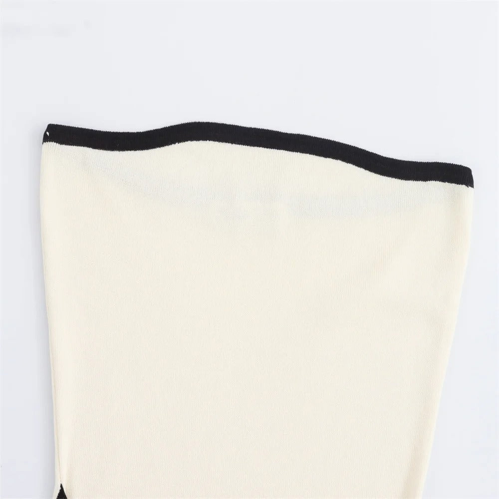 European Slim Fit Knitted Sleeveless Bra Mini Dress